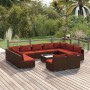 Set de muebles de jardín 12 pzas cojines ratán sintético marrón de vidaXL, Conjuntos de jardín - Ref: Foro24-3102131, Precio:...