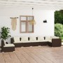 Set muebles de jardín 7 piezas y cojines ratán sintético marrón de vidaXL, Conjuntos de jardín - Ref: Foro24-3102338, Precio:...