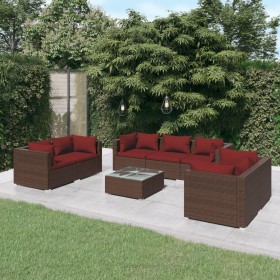 8-teilige Gartensofagarnitur und braune synthetische Rattankissen von vidaXL, Gartensets - Ref: Foro24-3102275, Preis: 632,99...