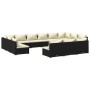 Set de muebles de jardín 13 pzas cojines ratán sintético negro de vidaXL, Conjuntos de jardín - Ref: Foro24-3102151, Precio: ...