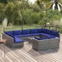 Set de muebles de jardín 12 pzas cojines ratán sintético gris de vidaXL, Conjuntos de jardín - Ref: Foro24-3102086, Precio: 9...