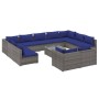 Set de muebles de jardín 12 pzas cojines ratán sintético gris de vidaXL, Conjuntos de jardín - Ref: Foro24-3102086, Precio: 9...