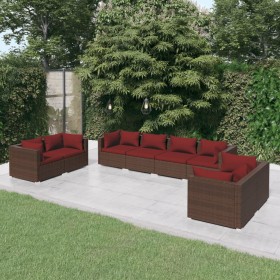 8-teiliges Gartenmöbel-Set und braune synthetische Rattankissen von vidaXL, Gartensets - Ref: Foro24-3102283, Preis: 800,99 €...