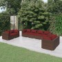 Set muebles de jardín 8 piezas y cojines ratán sintético marrón de vidaXL, Conjuntos de jardín - Ref: Foro24-3102283, Precio:...