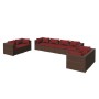 Set muebles de jardín 8 piezas y cojines ratán sintético marrón de vidaXL, Conjuntos de jardín - Ref: Foro24-3102283, Precio:...