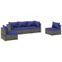 Set de muebles de jardín 5 pzas y cojines ratán sintético gris de vidaXL, Conjuntos de jardín - Ref: Foro24-3102190, Precio: ...