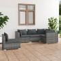 Set de muebles de jardín 5 pzas y cojines ratán sintético gris de vidaXL, Conjuntos de jardín - Ref: Foro24-3102317, Precio: ...