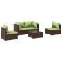 Garten Sofa Set 5 Stück und Kissen braun synthetischen Rattan von vidaXL, Gartensets - Ref: Foro24-3102180, Preis: 435,60 €, ...