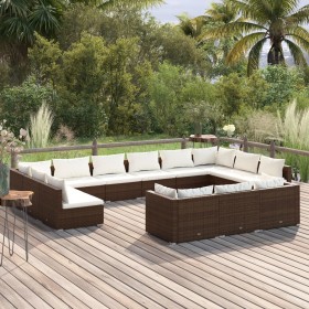 Garden furniture set 13 pieces and brown synthetic rattan cushions by vidaXL, Garden sets - Ref: Foro24-3102106, Price: 1,00 ...