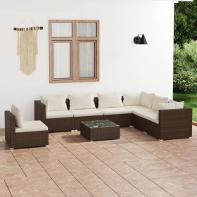 Garden furniture set 8 pieces with brown synthetic rattan cushions by vidaXL, Garden sets - Ref: Foro24-3102362, Price: 727,4...