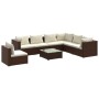 Set muebles de jardín 8 piezas y cojines ratán sintético marrón de vidaXL, Conjuntos de jardín - Ref: Foro24-3102362, Precio:...