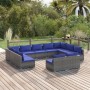 Set de muebles de jardín 11 pzas y cojines ratán sintético gris de vidaXL, Conjuntos de jardín - Ref: Foro24-3102126, Precio:...