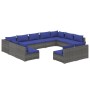 Set de muebles de jardín 11 pzas y cojines ratán sintético gris de vidaXL, Conjuntos de jardín - Ref: Foro24-3102126, Precio:...