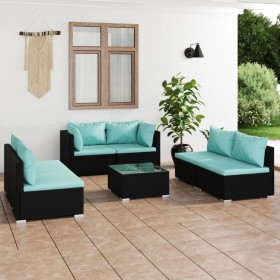 7-piece garden furniture set with black synthetic rattan cushions by vidaXL, Garden sets - Ref: Foro24-3102225, Price: 664,91...