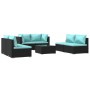 Set de muebles de jardín 7 pzas y cojines ratán sintético negro de vidaXL, Conjuntos de jardín - Ref: Foro24-3102225, Precio:...