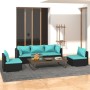 Set de muebles de jardín 5 pzas y cojines ratán sintético negro de vidaXL, Conjuntos de jardín - Ref: Foro24-3102185, Precio:...