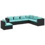 Set de muebles de jardín 7 pzas y cojines ratán sintético negro de vidaXL, Conjuntos de jardín - Ref: Foro24-3102353, Precio:...