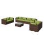 Set muebles de jardín 9 piezas y cojines ratán sintético marrón de vidaXL, Conjuntos de jardín - Ref: Foro24-3102292, Precio:...