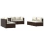 Set muebles de jardín 6 piezas y cojines ratán sintético marrón de vidaXL, Conjuntos de jardín - Ref: Foro24-3102210, Precio:...