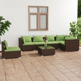 7-teiliges Gartenmöbel-Set und braune synthetische Rattankissen von vidaXL, Gartensets - Ref: Foro24-3102332, Preis: 562,99 €...