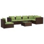 Set muebles de jardín 7 piezas y cojines ratán sintético marrón de vidaXL, Conjuntos de jardín - Ref: Foro24-3102332, Precio:...