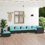 Set de muebles de jardín 7 pzas y cojines ratán sintético negro de vidaXL, Conjuntos de jardín - Ref: Foro24-3102337, Precio:...