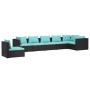 Set de muebles de jardín 7 pzas y cojines ratán sintético negro de vidaXL, Conjuntos de jardín - Ref: Foro24-3102337, Precio:...