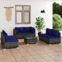 7-teiliges Gartensofa-Set und graue synthetische Rattankissen von vidaXL, Gartensets - Ref: Foro24-3102230, Preis: 457,50 €, ...