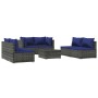 7-teiliges Gartensofa-Set und graue synthetische Rattankissen von vidaXL, Gartensets - Ref: Foro24-3102230, Preis: 457,50 €, ...