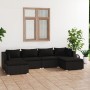 Set de muebles de jardín 6 pzas y cojines ratán sintético negro de vidaXL, Conjuntos de jardín - Ref: Foro24-3101800, Precio:...