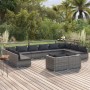 Set de muebles de jardín 12 pzas y cojines ratán sintético gris de vidaXL, Conjuntos de jardín - Ref: Foro24-3102093, Precio:...