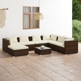 Gartenmöbel Set 8 Stück und Kissen braun synthetischen Rattan von vidaXL, Gartensets - Ref: Foro24-3101850, Preis: 542,99 €, ...