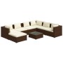 Set muebles de jardín 8 piezas y cojines ratán sintético marrón de vidaXL, Conjuntos de jardín - Ref: Foro24-3101850, Precio:...