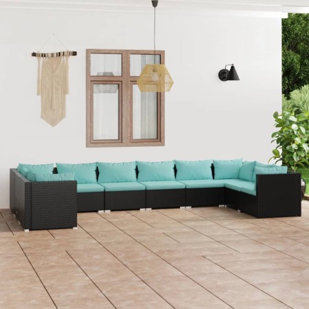 Set de muebles de jardín 10 pzas cojines ratán sintético negro de vidaXL, Conjuntos de jardín - Ref: Foro24-3101985, Precio: ...