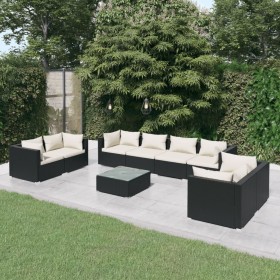 9-teiliges Gartenmöbel-Set und schwarze synthetische Rattankissen von vidaXL, Gartensets - Ref: Foro24-3102287, Preis: 938,58...