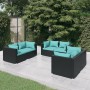 Set de muebles de jardín 6 pzas y cojines ratán sintético negro de vidaXL, Conjuntos de jardín - Ref: Foro24-3102297, Precio:...