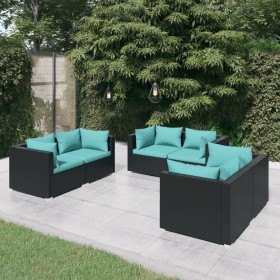 6-teiliges Gartenmöbel-Set und schwarze Kissen aus synthetischem Rattan von vidaXL, Gartensets - Ref: Foro24-3102297, Preis: ...