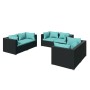 Set de muebles de jardín 6 pzas y cojines ratán sintético negro de vidaXL, Conjuntos de jardín - Ref: Foro24-3102297, Precio:...