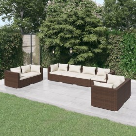 8-teiliges Gartenmöbel-Set und braune synthetische Rattankissen von vidaXL, Gartensets - Ref: Foro24-3102282, Preis: 704,99 €...