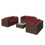 7-teiliges Gartenmöbel-Set und braune synthetische Rattankissen von vidaXL, Gartensets - Ref: Foro24-3102307, Preis: 552,92 €...