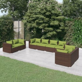 Gartenmöbel Set 8 Stück und Kissen braun synthetischen Rattan von vidaXL, Gartensets - Ref: Foro24-3102284, Preis: 854,99 €, ...