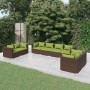 Set muebles de jardín 8 piezas y cojines ratán sintético marrón de vidaXL, Conjuntos de jardín - Ref: Foro24-3102284, Precio:...