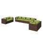 Set muebles de jardín 8 piezas y cojines ratán sintético marrón de vidaXL, Conjuntos de jardín - Ref: Foro24-3102284, Precio:...