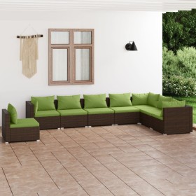 8-teilige Gartensofagarnitur und braune synthetische Rattankissen von vidaXL, Gartensets - Ref: Foro24-3102372, Preis: 681,99...