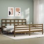 Honey brown solid wood bed frame and headboard 200x200 cm by vidaXL, Beds and slatted bases - Ref: Foro24-3194854, Price: 168...