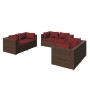 Set muebles de jardín 6 piezas y cojines ratán sintético marrón de vidaXL, Conjuntos de jardín - Ref: Foro24-3102299, Precio:...