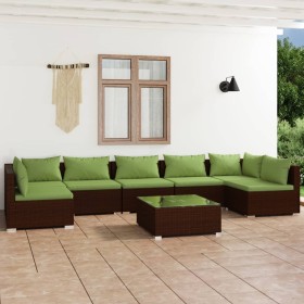 8-teiliges Gartenmöbel-Set und braune synthetische Rattankissen von vidaXL, Gartensets - Ref: Foro24-3101900, Preis: 818,09 €...