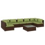 Set muebles de jardín 8 piezas y cojines ratán sintético marrón de vidaXL, Conjuntos de jardín - Ref: Foro24-3101900, Precio:...