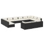 Set de muebles de jardín 13 pzas cojines ratán sintético negro de vidaXL, Conjuntos de jardín - Ref: Foro24-3102103, Precio: ...