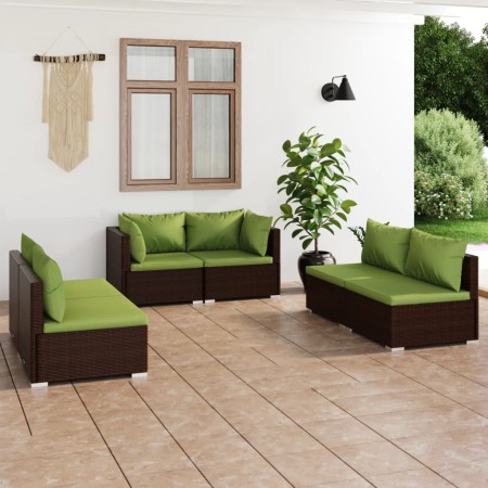 Gartenmöbel Set 6 Stück und Kissen braun synthetischen Rattan von vidaXL, Gartensets - Ref: Foro24-3102212, Preis: 609,99 €, ...